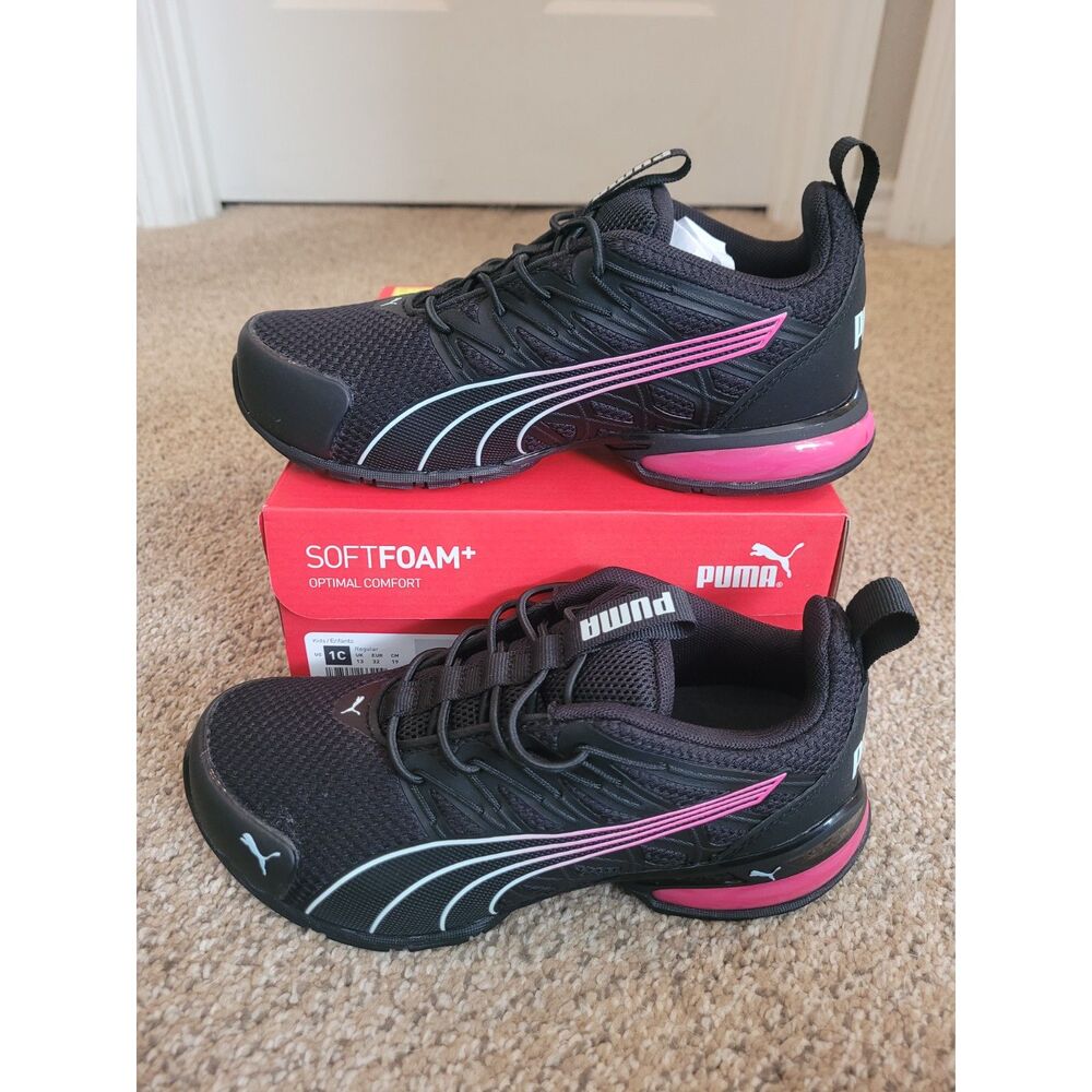 Puma Voltaic Evo Fade AC PS Kids Size 1C Black Pink SoftFoam+ Sneakers NIB